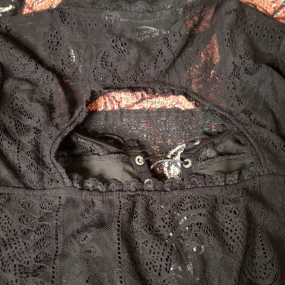 Killstar Bella Morte Black Lace Dress With Lace Up Front And Cut Out Back - Picture 5 of 8